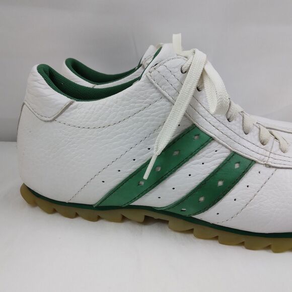 GBX Shoes Casual Leather White Green Stripes Y2K Preppy Mens Size 8.5M - Picture 2 of 11